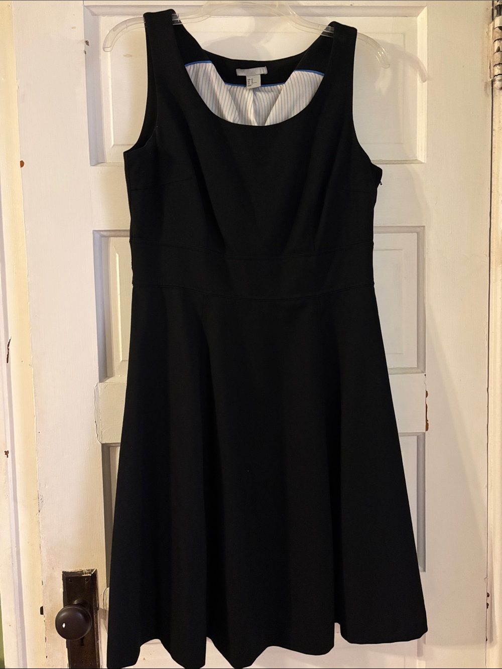 H&M Black Sleeveless Midi Dress with Flared Skirt